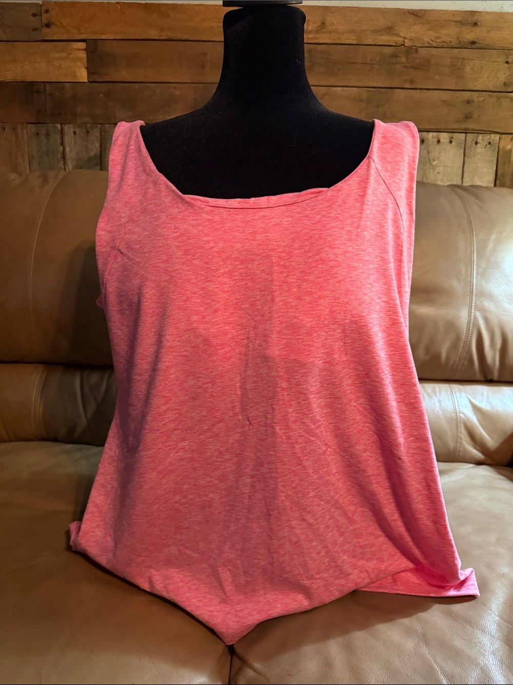 Jockey 2-in-1 Heathered Pink Scoop Neck Tank